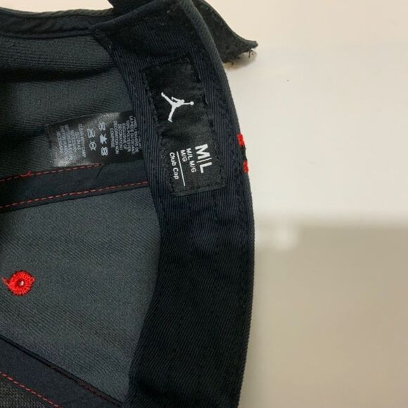 Nike Awake Air Jordan Mens Adjustable Red and Black Leather Bill Hat - Picture 10 of 13